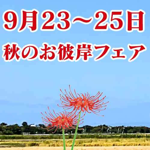 秋のお彼岸フェア開催します【9月23日〜25日】