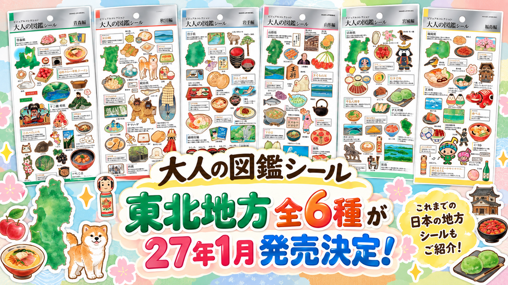 【大人の図鑑シール】東北地方全6種が27年1月発売決定！これまでに発売された日本の地方シールもご紹介！